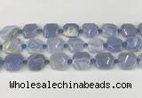 CNG8818 15.5 inches 16mm - 20mm faceted freeform blue chalcedony beads
