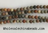 CNI377 15.5 inches 8mm round matte American picture jasper beads