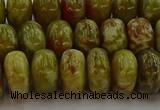 CNS614 15.5 inches 8*14mm rondelle green dragon serpentine jasper beads