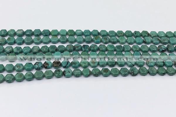 CNT548 15.5 inches 6mm hexagon turquoise gemstone beads
