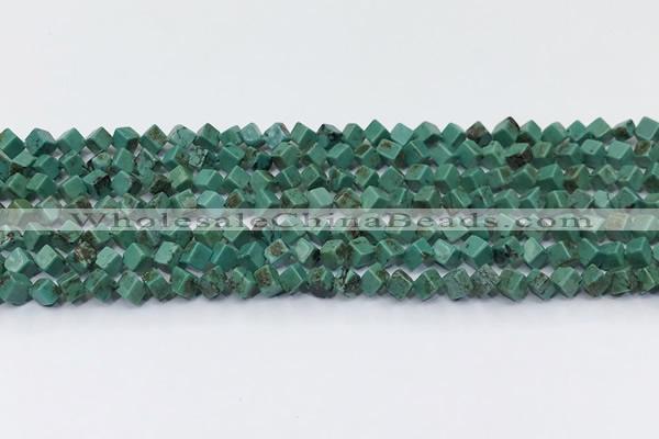 CNT554 15.5 inches 4mm cube turquoise gemstone beads