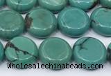 CNT560 15.5 inches 10mm flat round turquoise gemstone beads