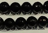 COB454 15.5 inches 12mm faceted round black obsidian beads