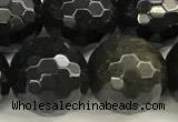 COB788 15 inches 12mm faceted round golden obsidian beads