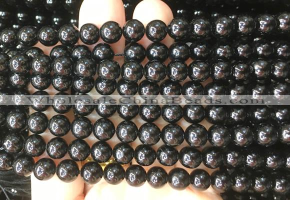 COBS19 15 inches 7mm round black coral beads wholesale