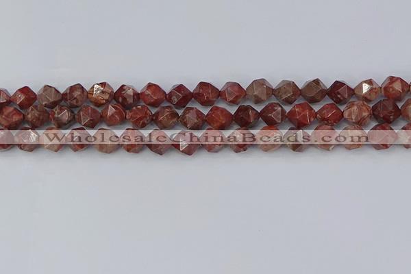 COJ1007 15.5 inches 8mm faceted nuggets pomegranate jasper beads