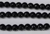 CON14 15.5 inches 7mm faceted round black onyx gemstone beads
