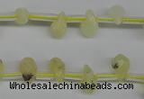 COP347 Top-drilled 6*9mm faceted teardrop yellow opal gemstone beads
