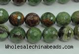 COP662 15.5 inches 8mm faceted round green opal gemstone beads