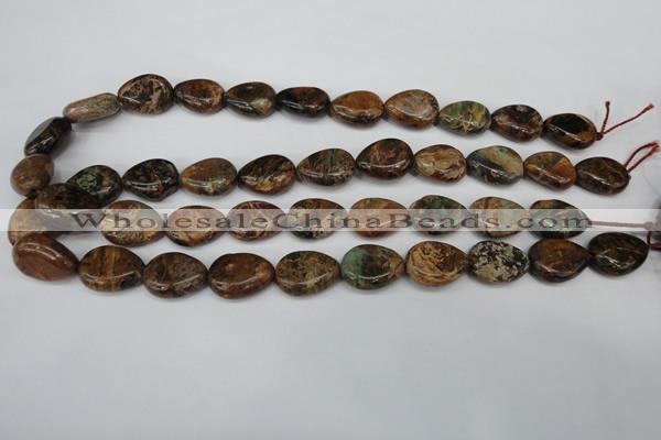 COP761 15.5 inches 15*20mm flat teardrop green opal gemstone beads