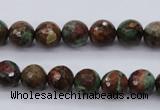 COP963 15.5 inches 10mm faceted round green opal gemstone beads