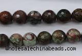 COP965 15.5 inches 14mm faceted round green opal gemstone beads