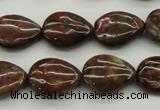 COP980 15.5 inches 13*18mm flat teardrop green opal gemstone beads