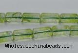 COQ22 16 inches 7*13mm column dyed olive quartz beads wholesale