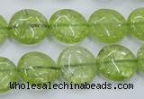 COQ25 16 inches 15mm flat round dyed olive quartz beads wholesale