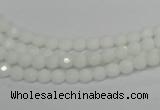 CPB31 15.5 inches 4mm faceted round white porcelain beads wholesale