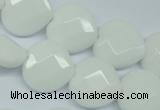 CPB312 15 inches 16*16mm faceted heart white porcelain beads