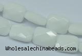 CPB328 15 inches 10*14mm faceted rectangle white porcelain beads