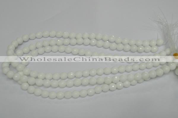 CPB33 15.5 inches 8mm faceted round white porcelain beads wholesale