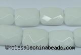 CPB330 15 inches 13*18mm faceted rectangle white porcelain beads