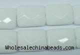 CPB331 15 inches 15*20mm faceted rectangle white porcelain beads