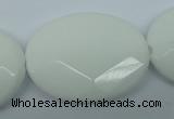 CPB342 15 inches 30*40mm faceted oval white porcelain beads
