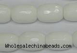 CPB43 15.5 inches 13*18mm faceted drum white porcelain beads