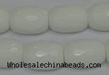 CPB44 15.5 inches 15*20mm faceted drum white porcelain beads