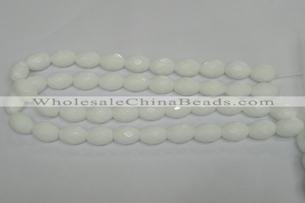 CPB48 15.5 inches 13*18mm faceted rice white porcelain beads