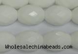 CPB49 15.5 inches 15*20mm faceted rice white porcelain beads