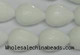 CPB54 15.5 inches 15*20mm faceted teardrop white porcelain beads
