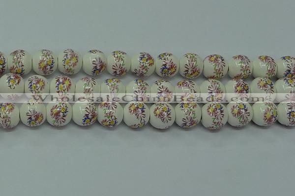 CPB572 15.5 inches 8mm round Painted porcelain beads