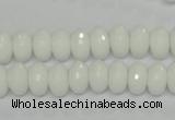 CPB59 15.5 inches 6*10mm faceted rondelle white porcelain beads