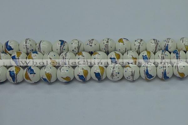 CPB592 15.5 inches 8mm round Painted porcelain beads