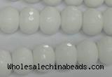 CPB61 15.5 inches 10*14mm faceted rondelle white porcelain beads