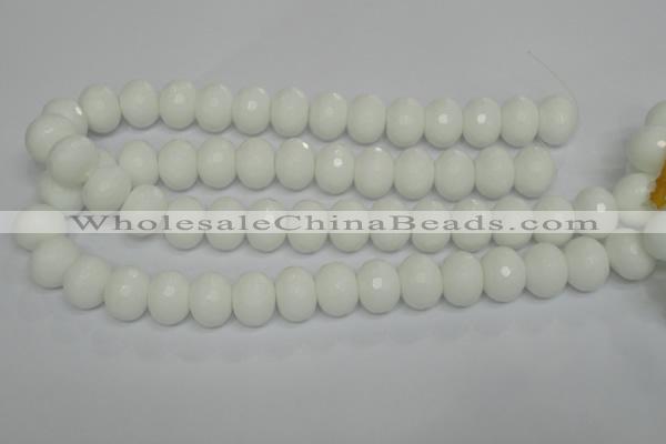 CPB63 15.5 inches 13*18mm faceted rondelle white porcelain beads