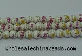 CPB692 15.5 inches 8mm round Painted porcelain beads