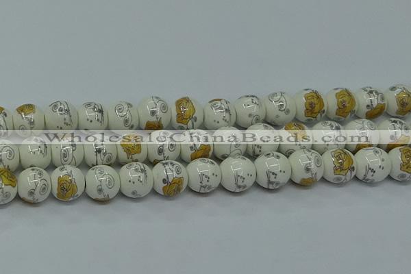 CPB804 15.5 inches 12mm round Painted porcelain beads