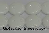 CPB98 15.5 inches 18mm flat round white porcelain beads wholesale