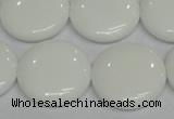 CPB99 15.5 inches 20mm flat round white porcelain beads wholesale
