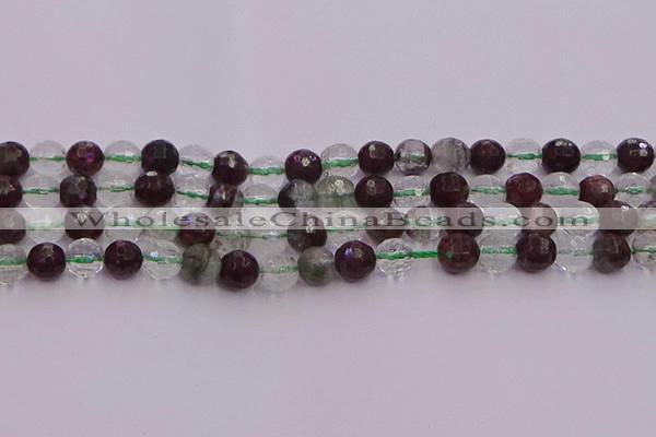 CPC11 15.5 inches 8mm faceted round green phantom quartz beads