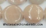 CPI10 15.5 inches 25mm flat round pink aventurine jade beads wholesale