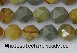 CPJ571 15.5 inches 8mm faceted nuggets wildhorse picture jasper beads