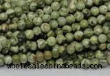 CPS110 15.5 inches 4mm round green peacock stone beads wholesale