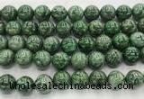 CPT210 15 inches 18mm round green picture jasper beads wholesale