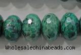 CPT227 15.5 inches 12*20mm faceted rondelle green picture jasper beads