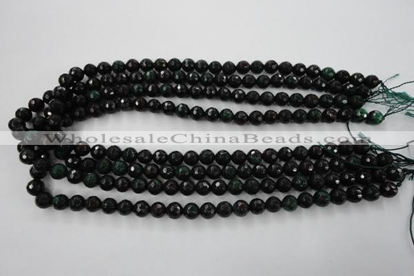 CPT402 15.5 inches 8mm faceted round green picture jasper beads