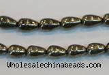 CPY131 15.5 inches 6*10mm teardrop pyrite gemstone beads wholesale