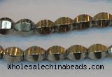 CPY142 15.5 inches 8*10mm rice pyrite gemstone beads wholesale