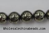 CPY206 15.5 inches 14mm round pyrite gemstone beads wholesale